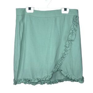 NEW Altar’d State Pastel Green Mini Skirt Wrap Pastel Medium Ruffle Accent